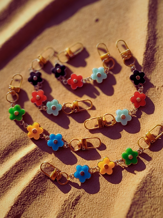 Multicolor Enamel Flower Purse Extender Chain